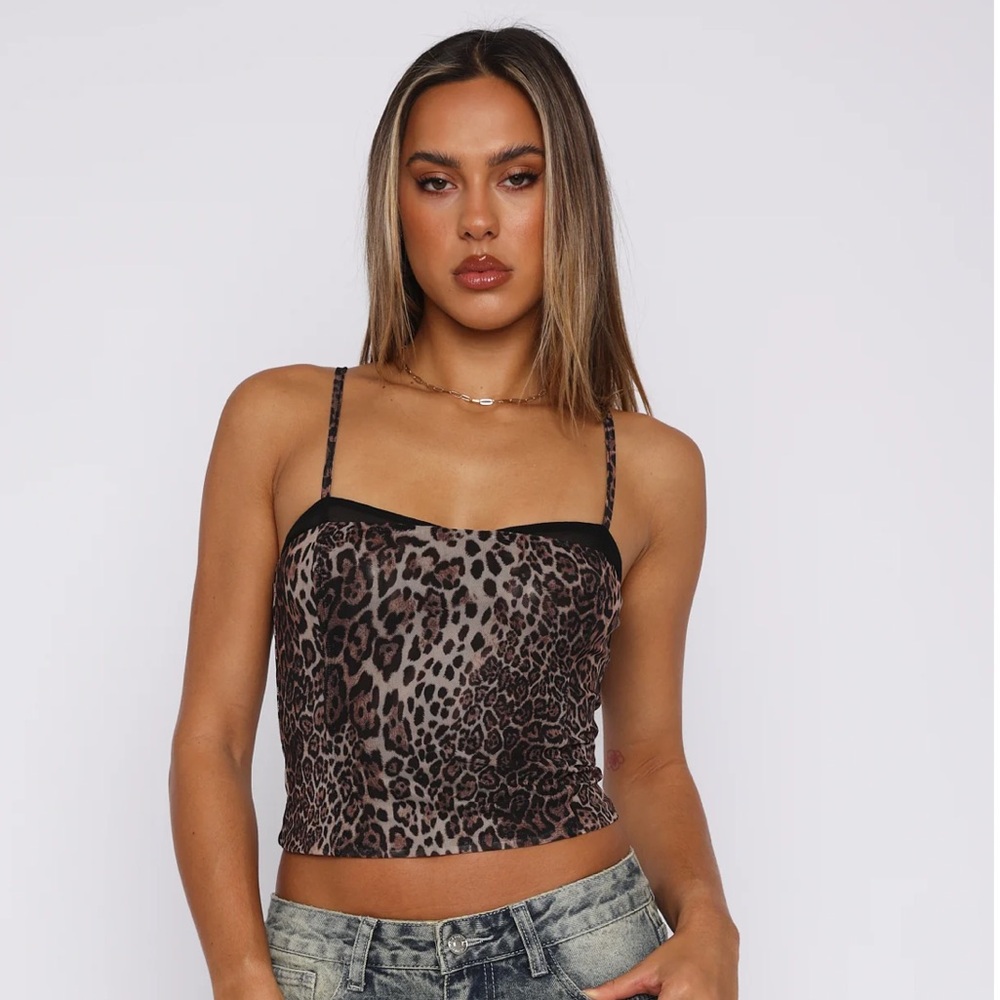 White Fox mesh bustier crop top